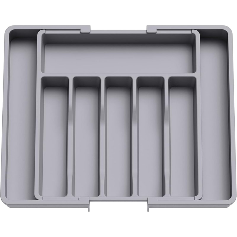 Adjustable Silverware Utensil Organizer, Expandable Cutlery Tray for Kitchen Storage