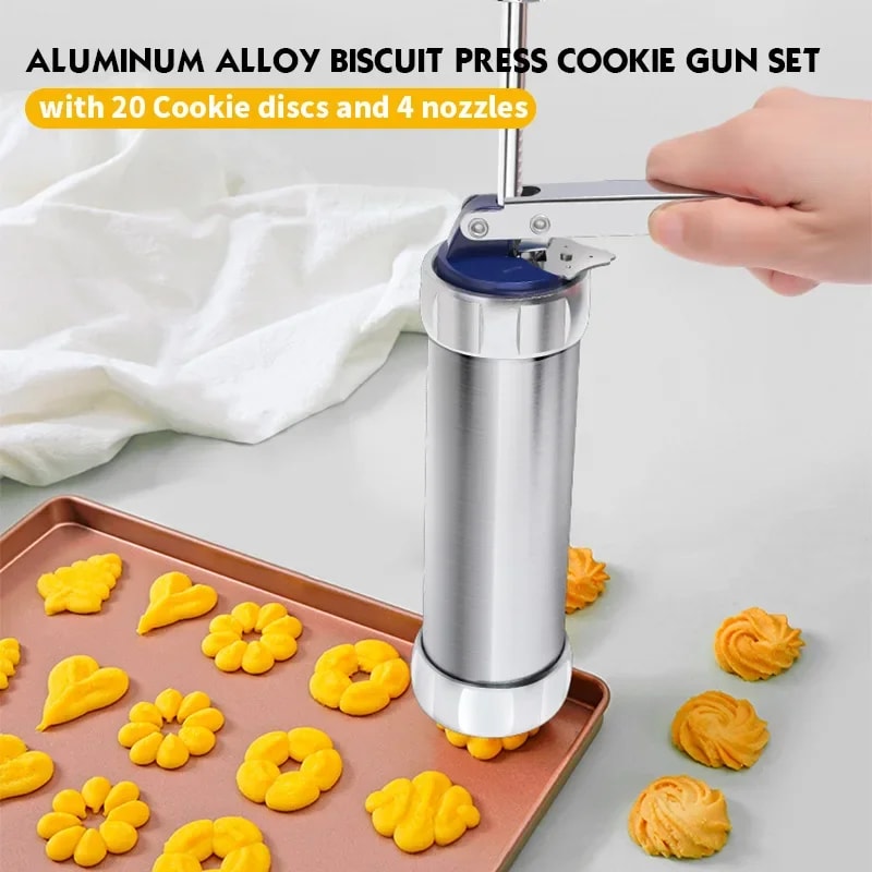 Cookie Press Machine Kit, Biscuit Extruder Press Cookie Gun, DIY Biscuit Maker for Baking