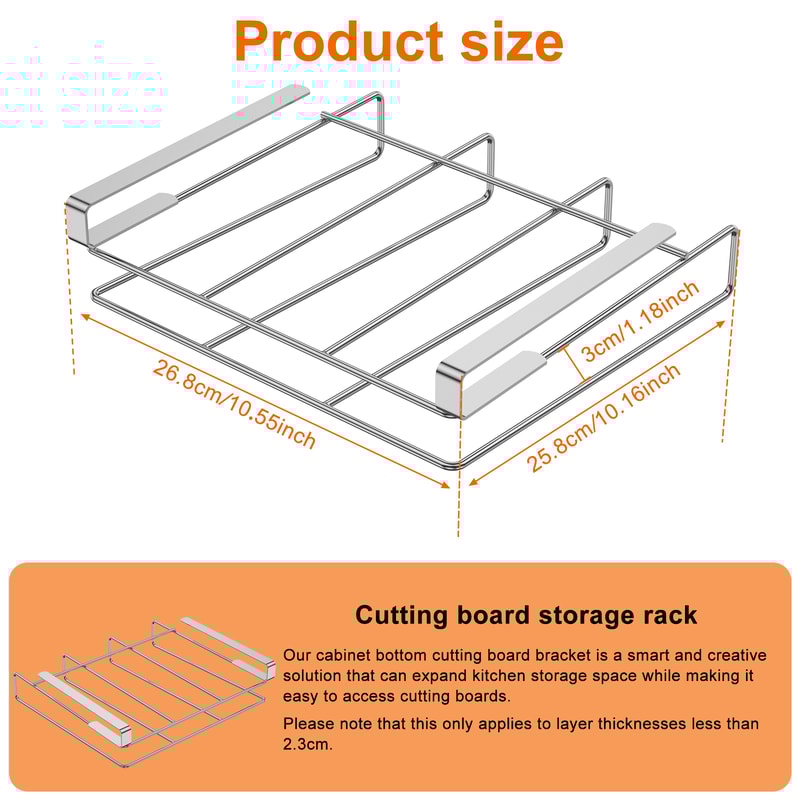 Stainless Steel Hanging Chopping Board Rack, Under Cabinet Cutting Board Organizer, Kitchenware Pot Cover Holder Storage