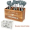 Kitchen Table Decor, Wooden Cutlery Holder with Compartments, Household Spoon Organizer