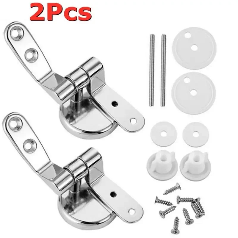Chrome Toilet Seat Hinges, Universal Spare Replacement Set with Fittings