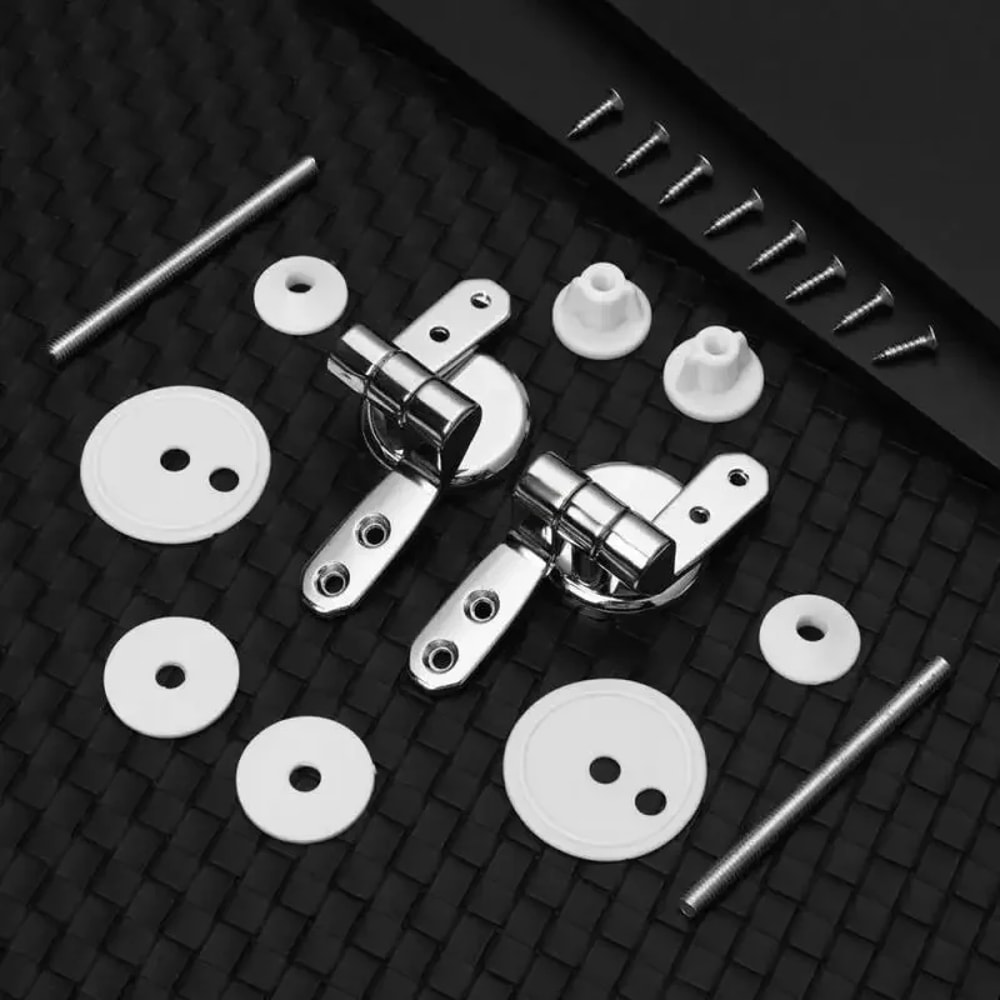 Chrome Toilet Seat Hinges, Universal Spare Replacement Set with Fittings