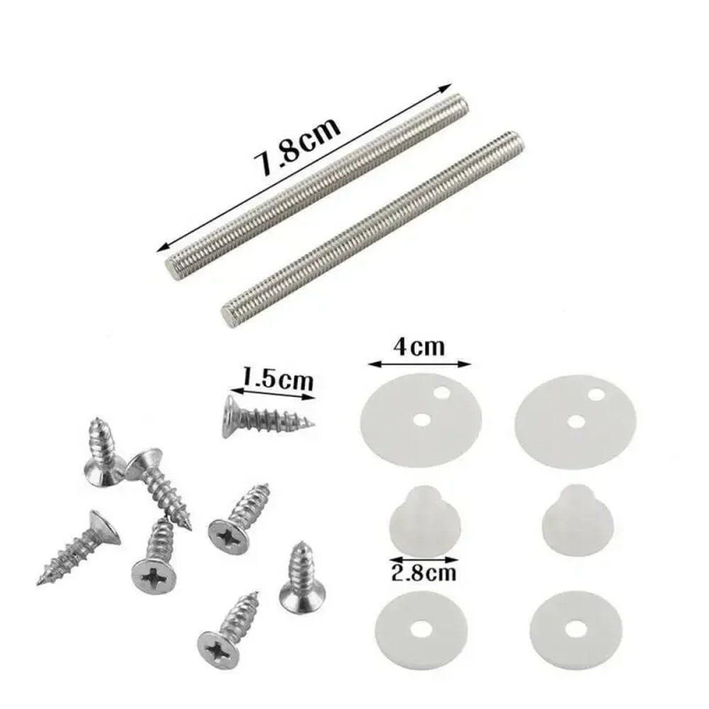 Chrome Toilet Seat Hinges, Universal Spare Replacement Set with Fittings