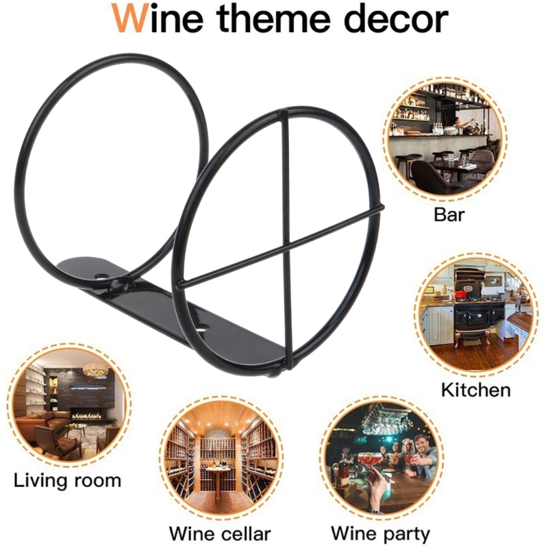 Metal Wall Mounted Wine Bottle Holder, Kitchen Organization Storage Rack for Champagne, Cocktail Bottles