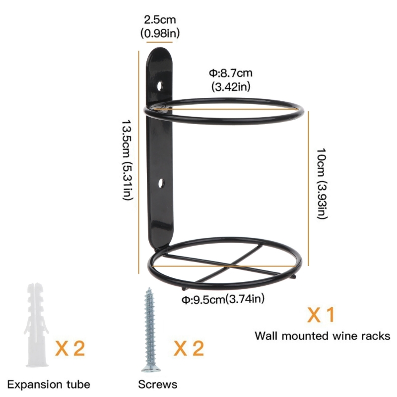 Metal Wall Mounted Wine Bottle Holder, Kitchen Organization Storage Rack for Champagne, Cocktail Bottles