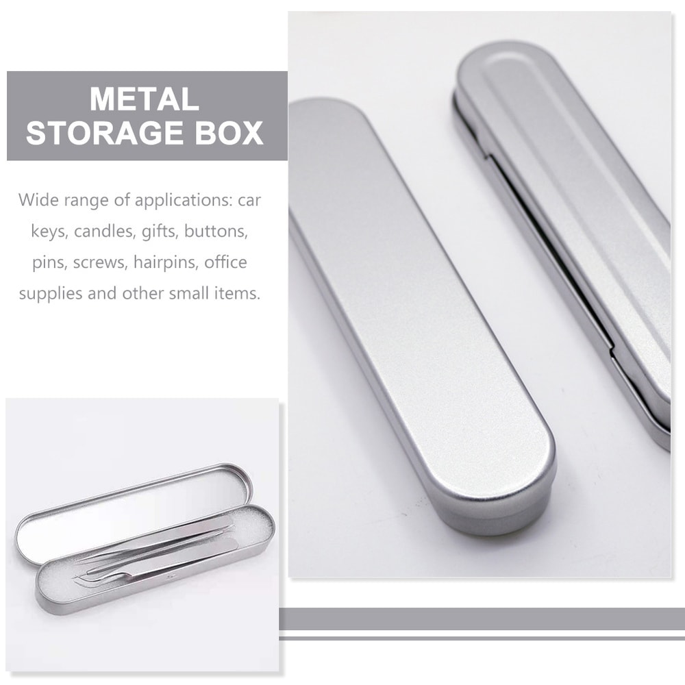 Metal Rectangular Organizer, Portable Tinplate Storage Boxes for Small Items, Flashlight Tweezers Household Use