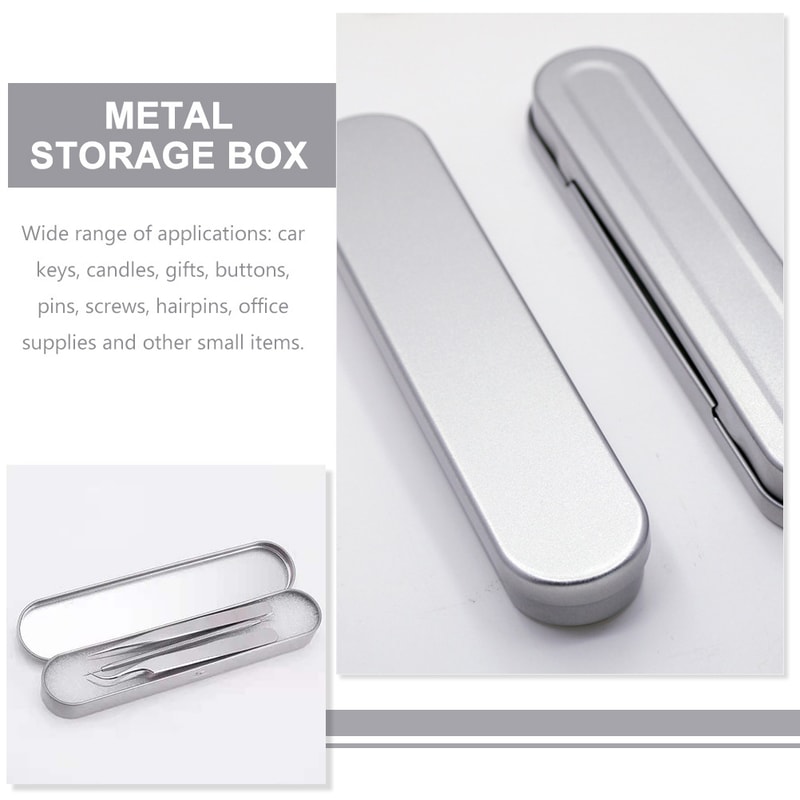 Metal Rectangular Organizer, Portable Tinplate Storage Boxes for Small Items, Flashlight Tweezers Household Use