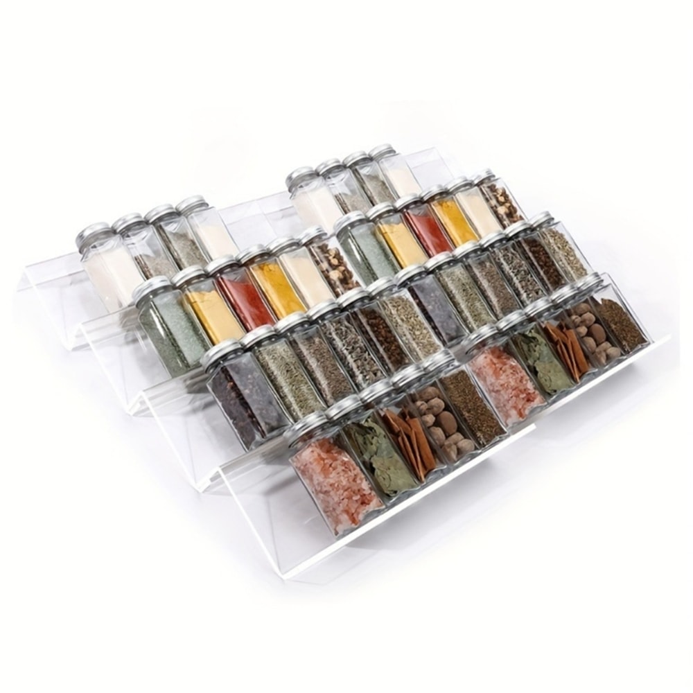Plastic Seasoning Jar Storage Rack Tray, Acrylic Storage Rack Tray for Kitchen Organization