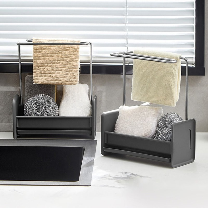 urable Dishcloth Towel Rack Kitchen, Multipurpose Sink Shelf, New Plastic Kitchen Sink Drain Rack