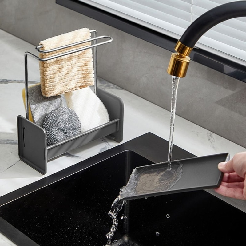 urable Dishcloth Towel Rack Kitchen, Multipurpose Sink Shelf, New Plastic Kitchen Sink Drain Rack