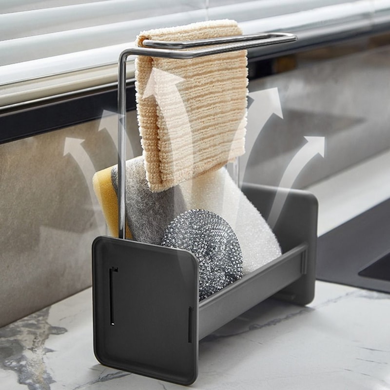 urable Dishcloth Towel Rack Kitchen, Multipurpose Sink Shelf, New Plastic Kitchen Sink Drain Rack