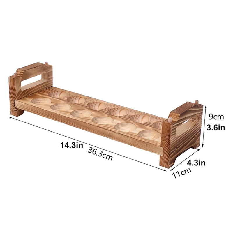 Stackable Wooden Egg Tray with Handles, Fresh Egg Storage for Countertop, Kitchen Organizer