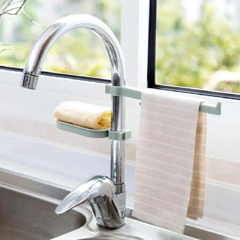 Adjustable Drain Basket, Multifunction Sink Storage Rack, Sponge Cloth Soap Box, Kitchen Holders Gadgets