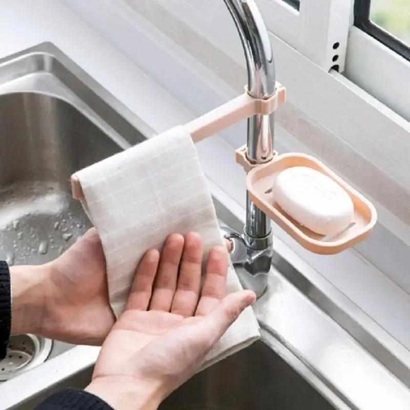 Adjustable Drain Basket, Multifunction Sink Storage Rack, Sponge Cloth Soap Box, Kitchen Holders Gadgets