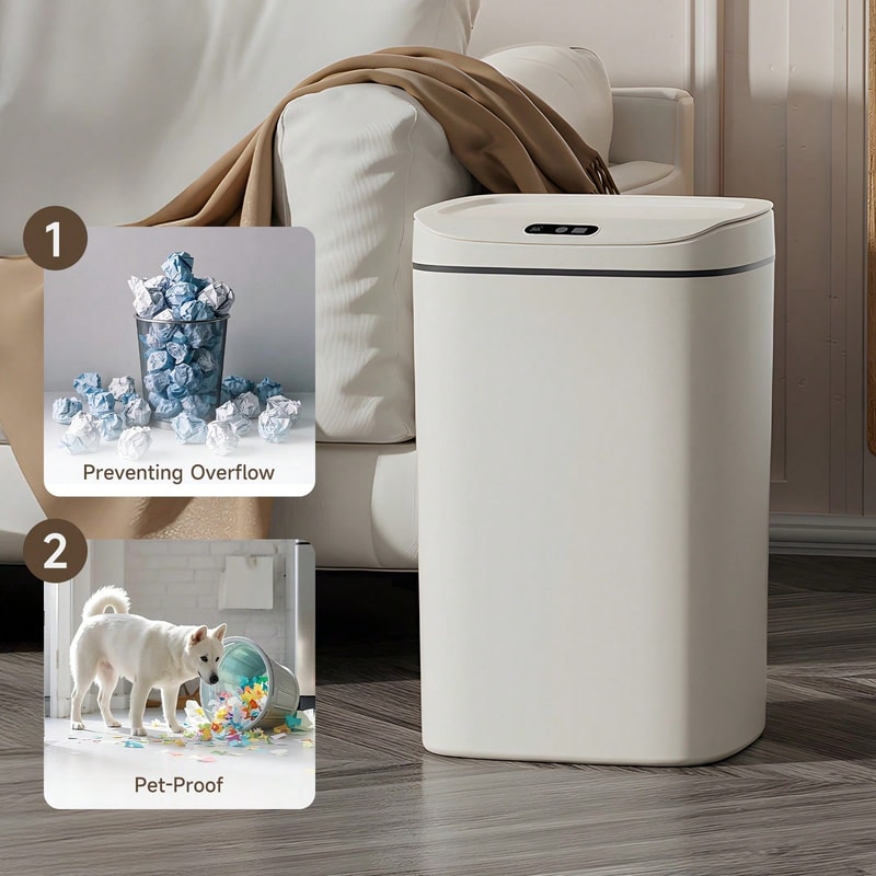 Smart Sensor Bathroom Trash Can with Lid, Non-Contact Automatic Operation
