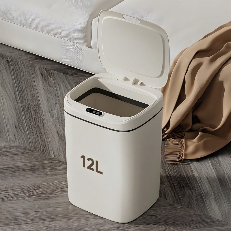 Smart Sensor Bathroom Trash Can with Lid, Non-Contact Automatic Operation