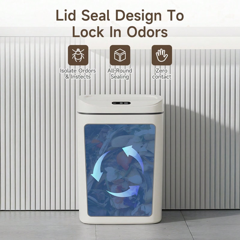 Smart Sensor Bathroom Trash Can with Lid, Non-Contact Automatic Operation