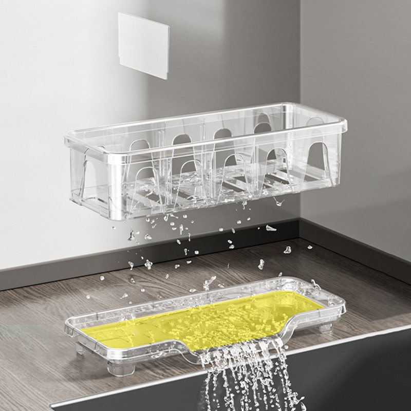 Sink Dish Sponge Holder, Kitchen Organizer Caddy, Storage Rack for Shampoo Soap, Bathroom Drain Shelf