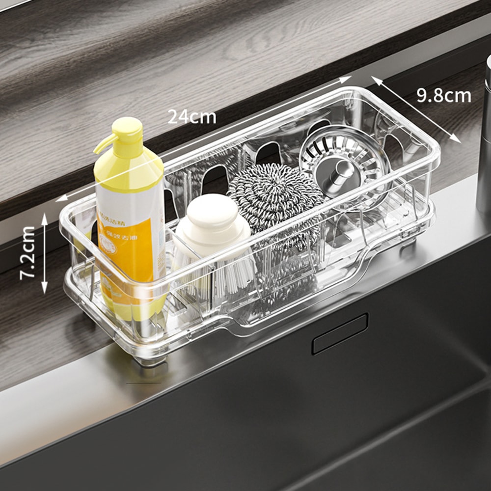 Sink Dish Sponge Holder, Kitchen Organizer Caddy, Storage Rack for Shampoo Soap, Bathroom Drain Shelf