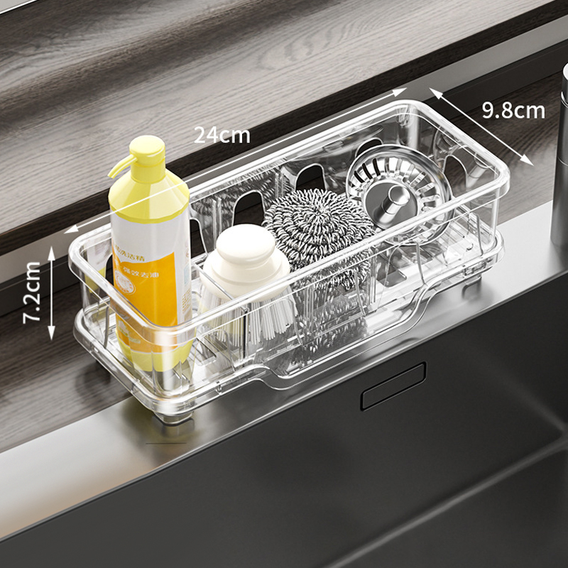 Sink Dish Sponge Holder, Kitchen Organizer Caddy, Storage Rack for Shampoo Soap, Bathroom Drain Shelf