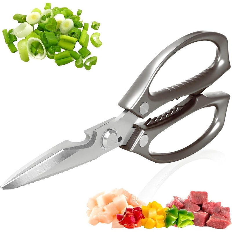 Ultra Sharp Heavy Duty Kitchen Scissors with Serrated Blades & Ergonomic Non-Slip Handle