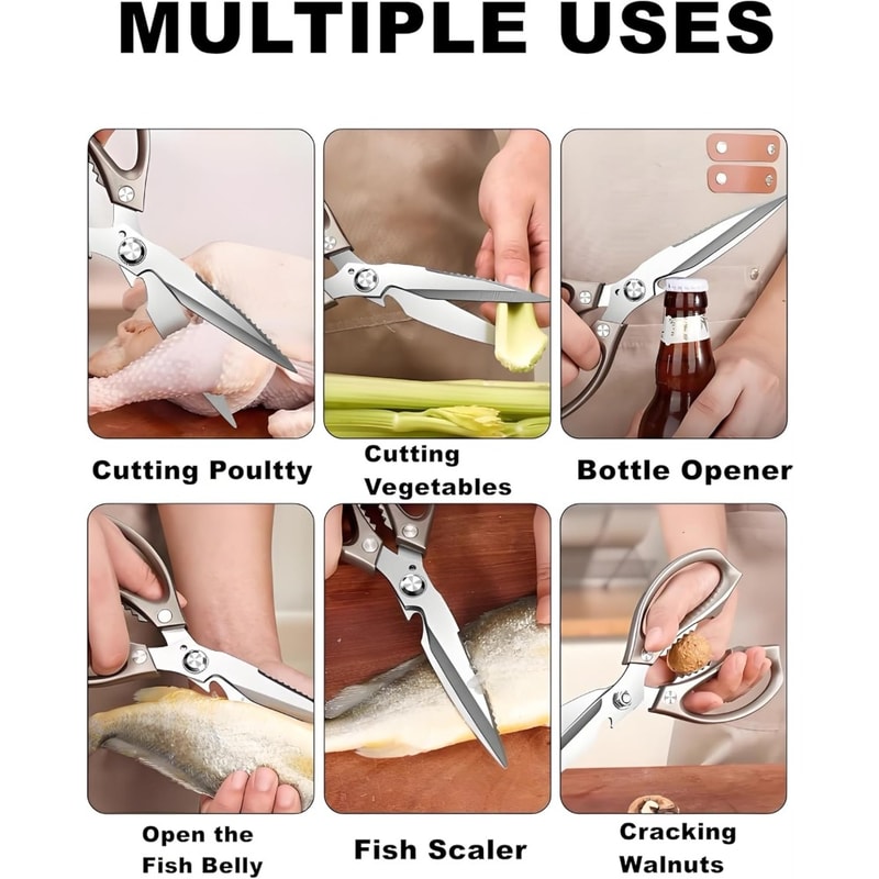 Ultra Sharp Heavy Duty Kitchen Scissors with Serrated Blades & Ergonomic Non-Slip Handle