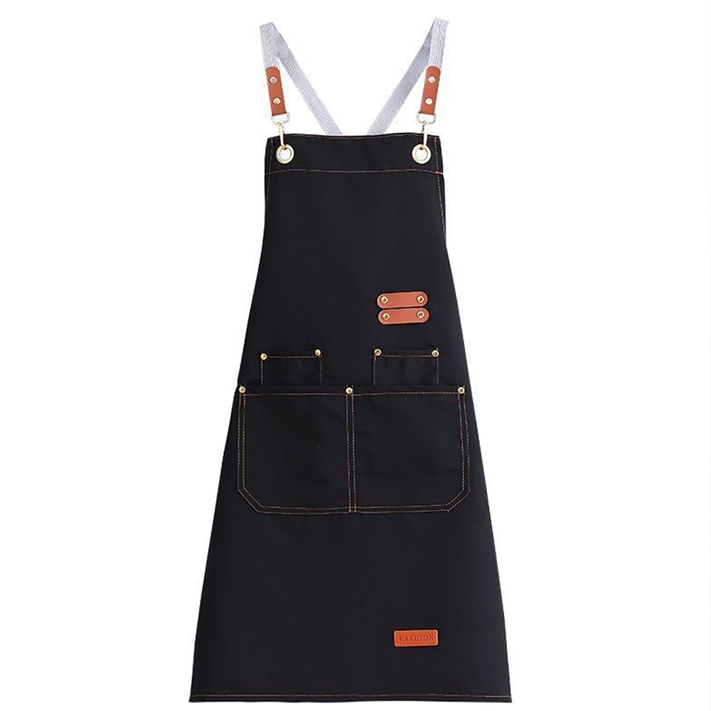 Oil-proof Waterproof Kitchen Apron for Men and Women, Large Pockets for Coffee Bar, Restaurant, Waiter Uniform