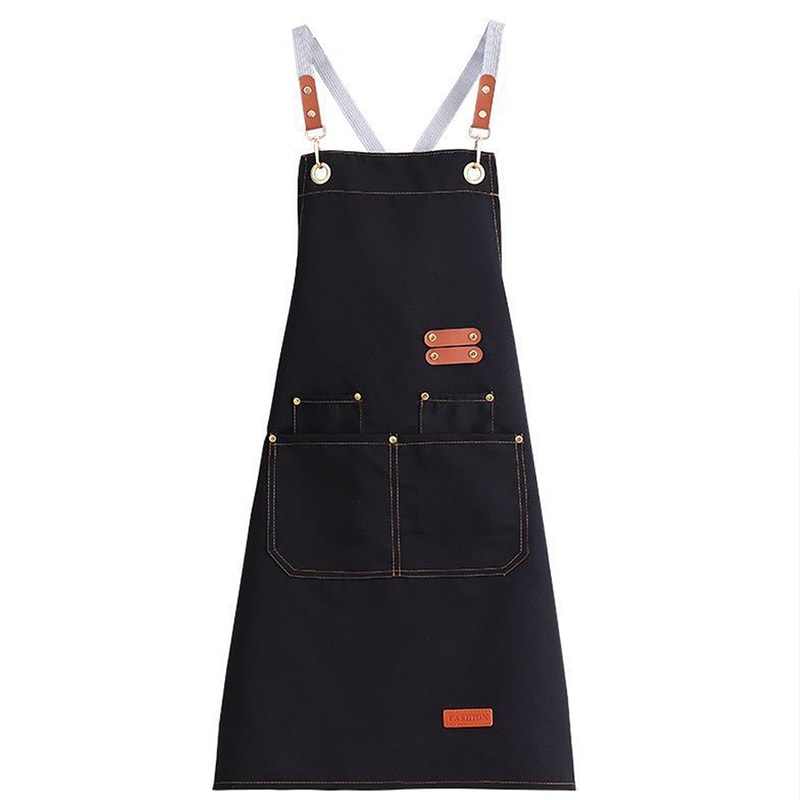 Oil-proof Waterproof Kitchen Apron for Men and Women, Large Pockets for Coffee Bar, Restaurant, Waiter Uniform
