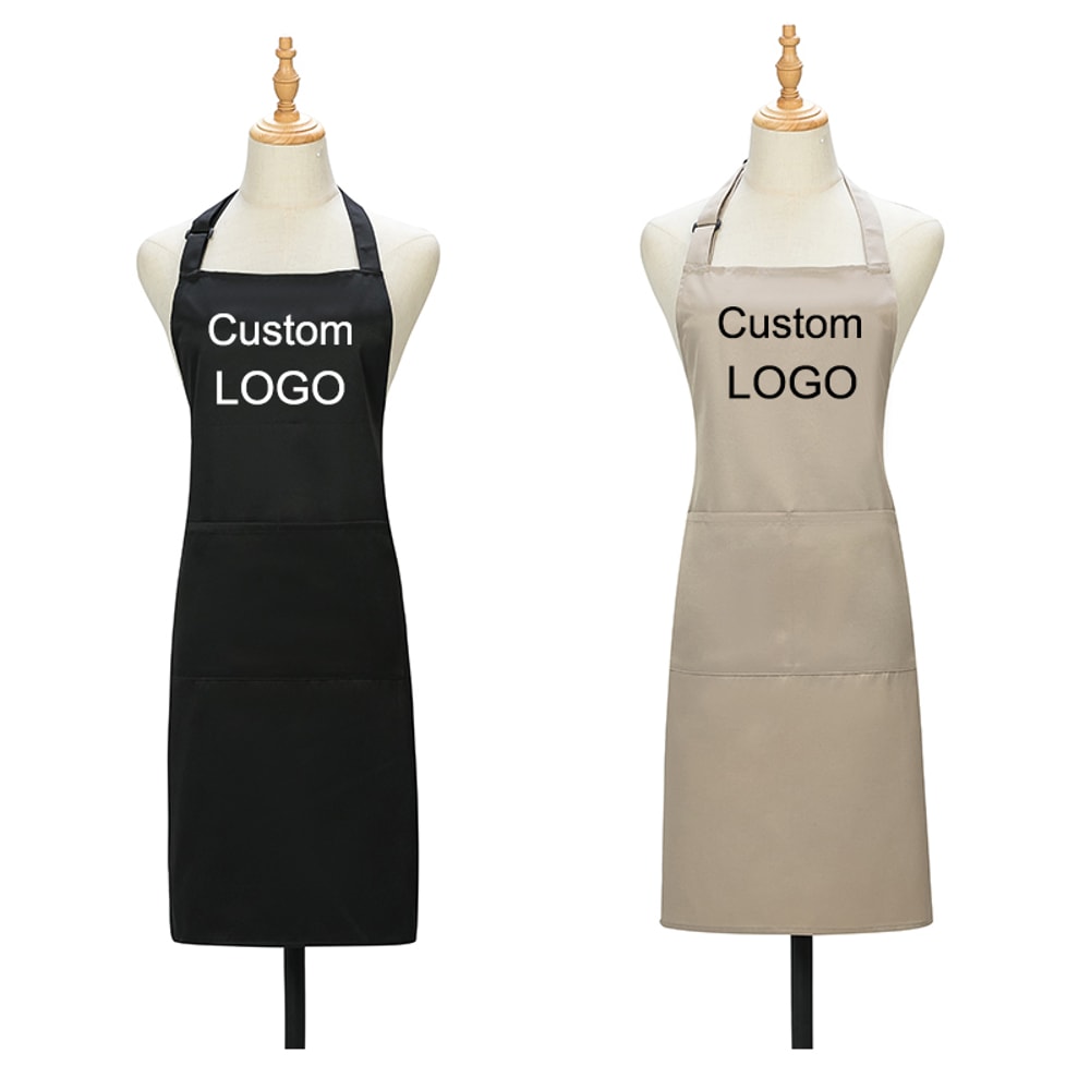 Custom Women's Kitchen Apron, Chef Work Apron for Grill, Restaurant, Bar Cafes, Beauty & Nails Studios Logo Design