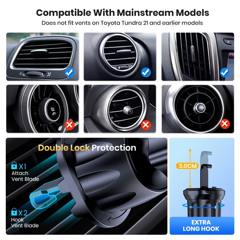 Universal Phone Stand Holder With Auto Locking Hook Clip For Car Air Vent For IPhone And Samsung 2