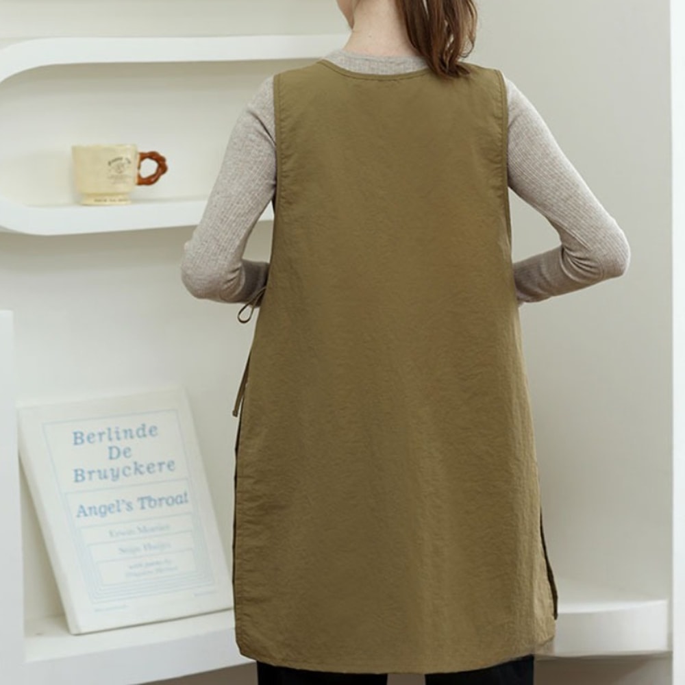 Waterproof Kitchen Apron with Pockets for Women, Anti-Dirty Long Vest, Perfect for Painting and Working
