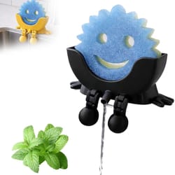 printing countertop sponge rack organizer, cute hanging soap holder with drainage for kitchen