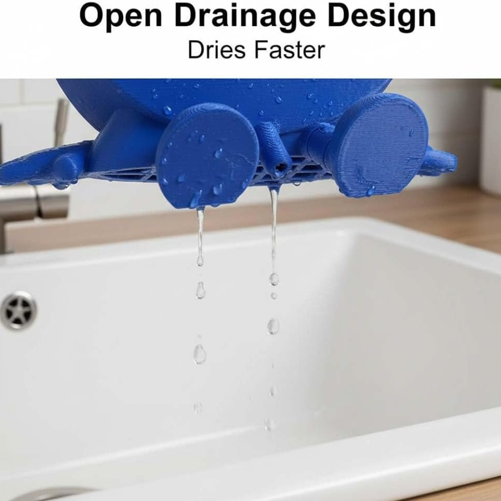 Printing Countertop Sponge Rack Organizer, Cute Hanging Soap Holder with Drainage for Kitchen
