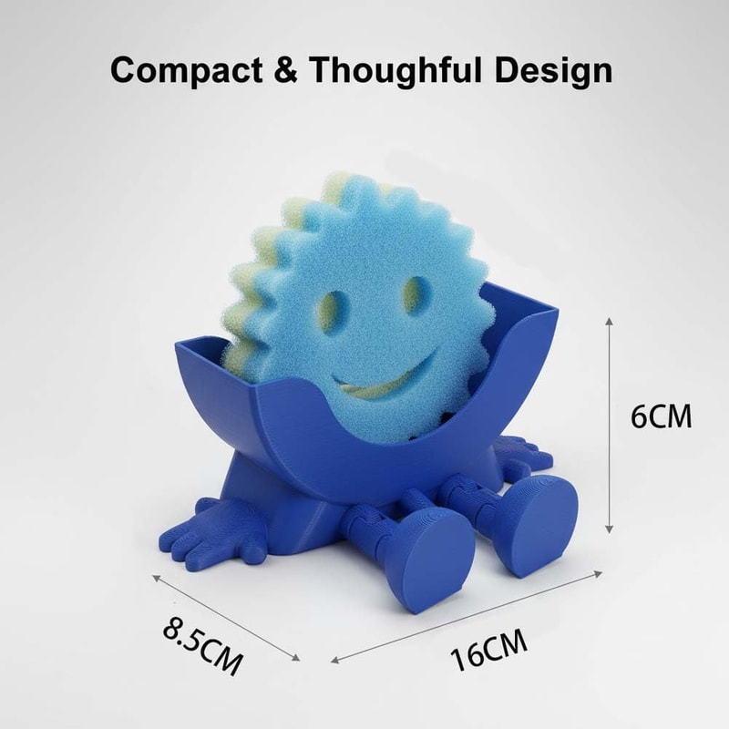 Printing Countertop Sponge Rack Organizer, Cute Hanging Soap Holder with Drainage for Kitchen