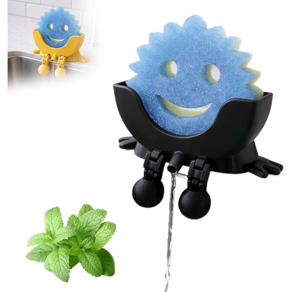 Printing Countertop Sponge Rack Organizer, Cute Hanging Soap Holder with Drainage for Kitchen