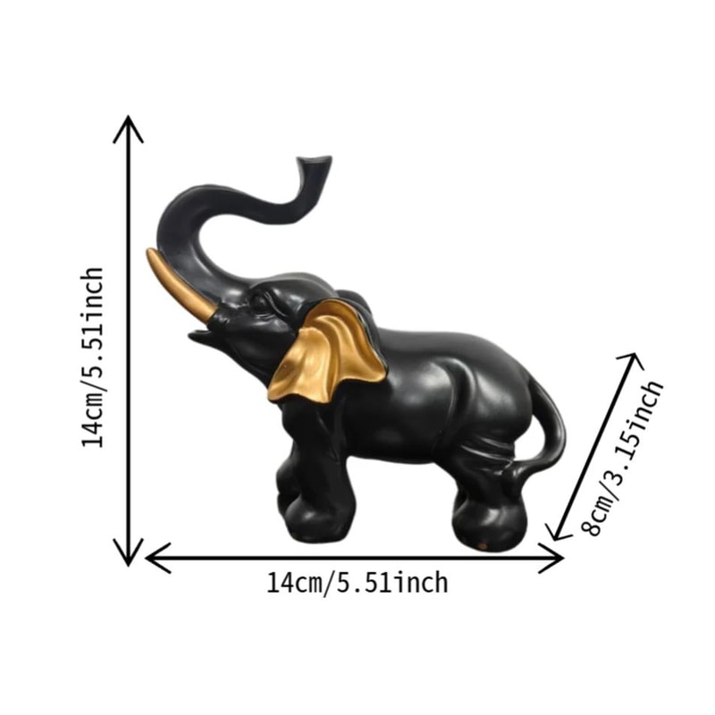 Black Gold Elephant Statue Good Fortune Ornament For Living Room Home Decoration Display 5