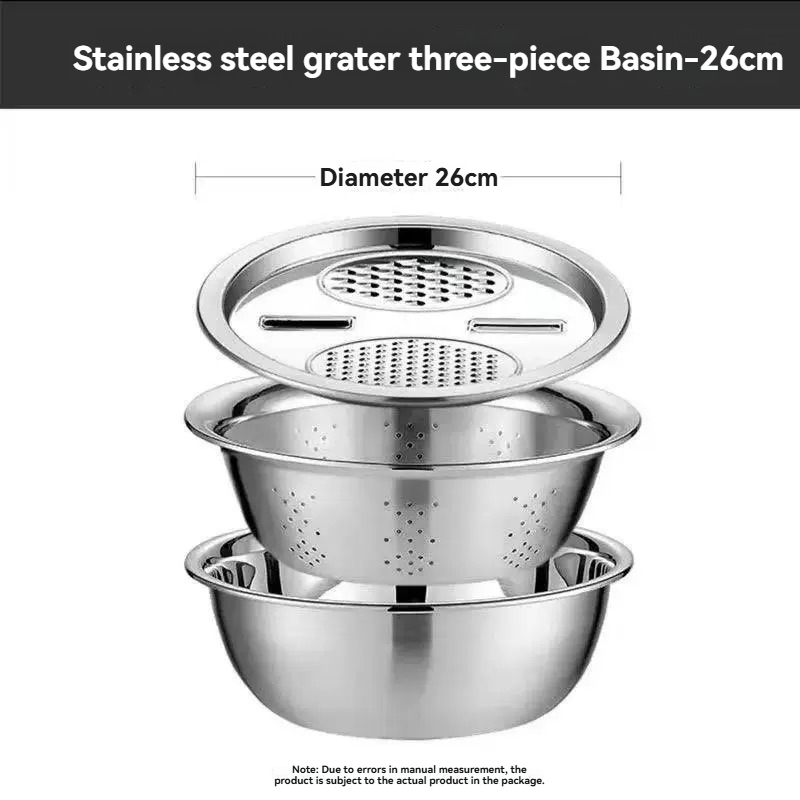 Multifunctional Vegetable Slicer, Stainless Steel Potato Slicer, Washing Basin & Drain Basket