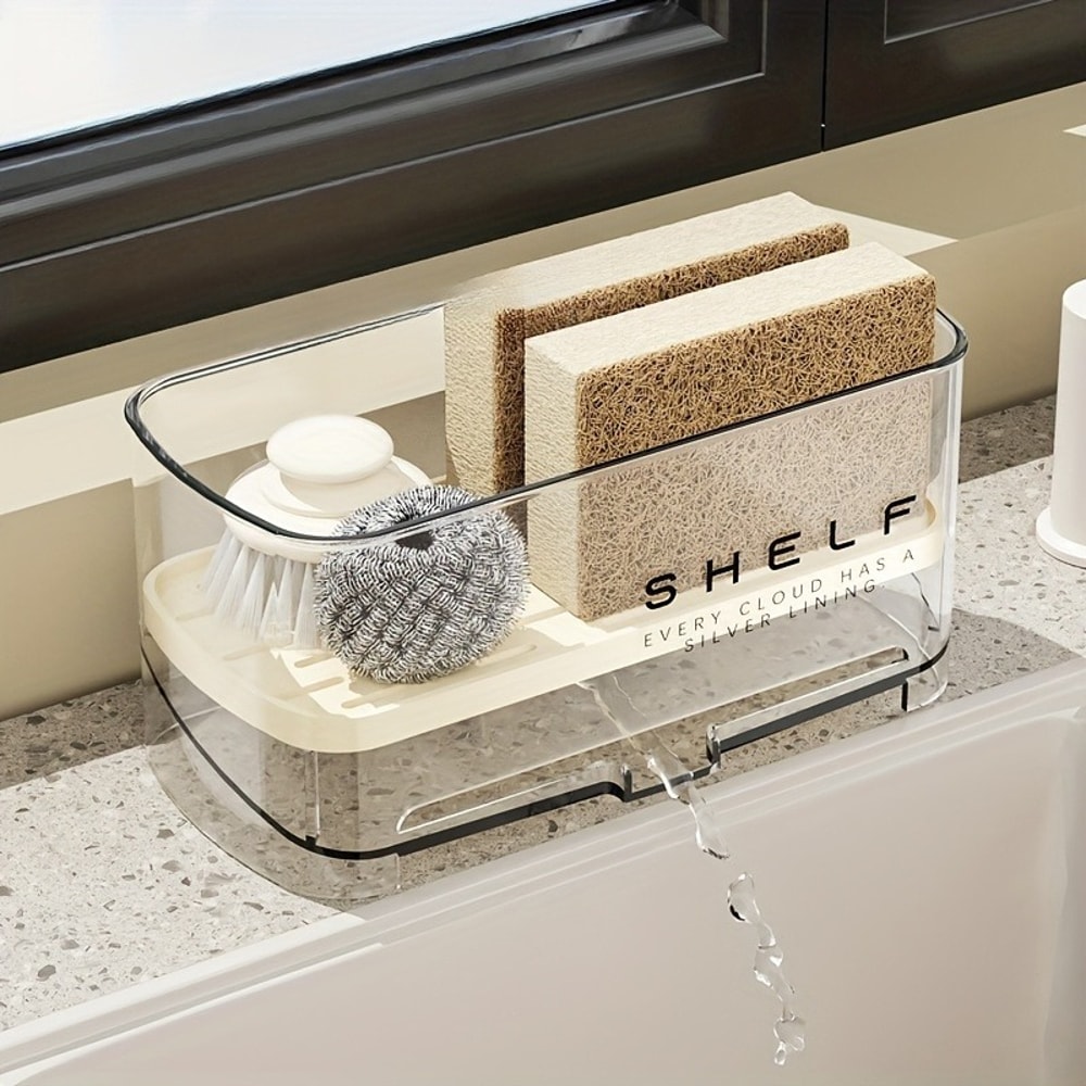 Countertop Storage For Sponges Soap Rags MultiPurpose Sink Organizer With Drain Rack Kitchen Sink 3