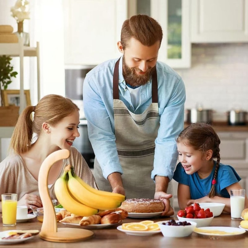 Wooden Banana Rack, Keep Fresh with Hanging Hook, Space Saving Suspension Type Kitchen Storage