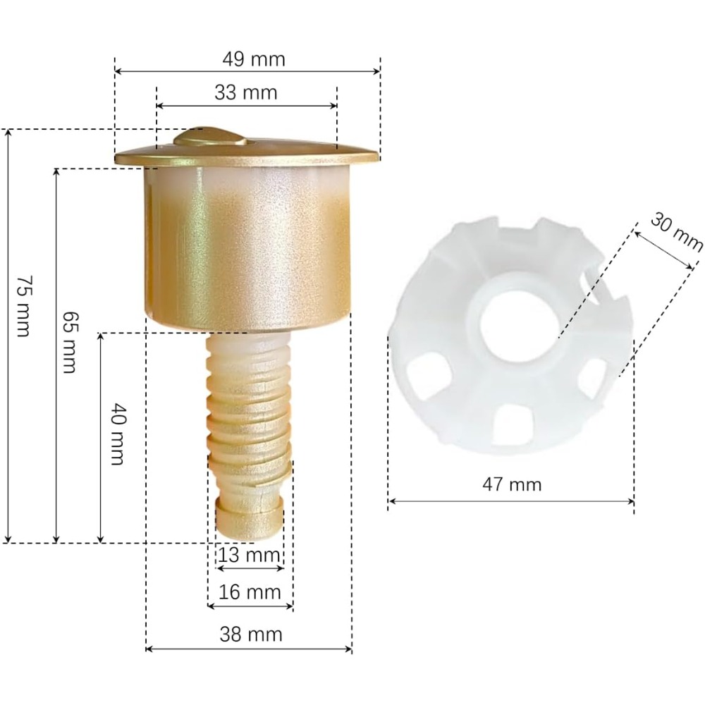 Cistern Flusher Replacement Push Button, Easy Install Golden Plated Toilet Flush Button, Bathroom Upgrade Parts