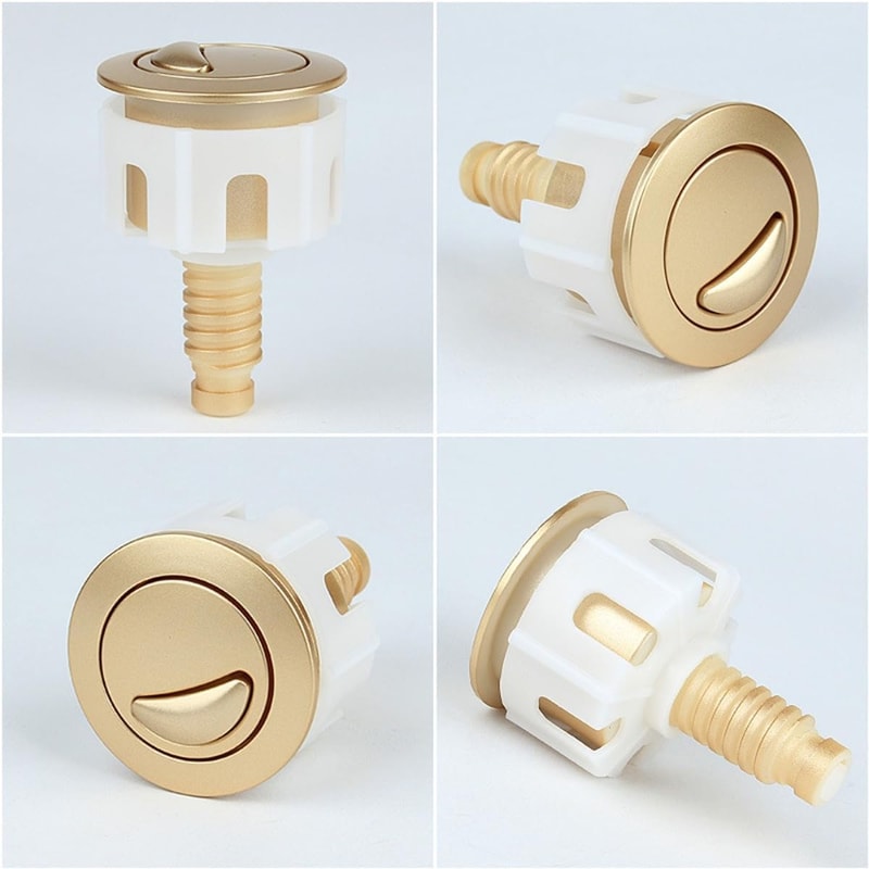 Cistern Flusher Replacement Push Button, Easy Install Golden Plated Toilet Flush Button, Bathroom Upgrade Parts