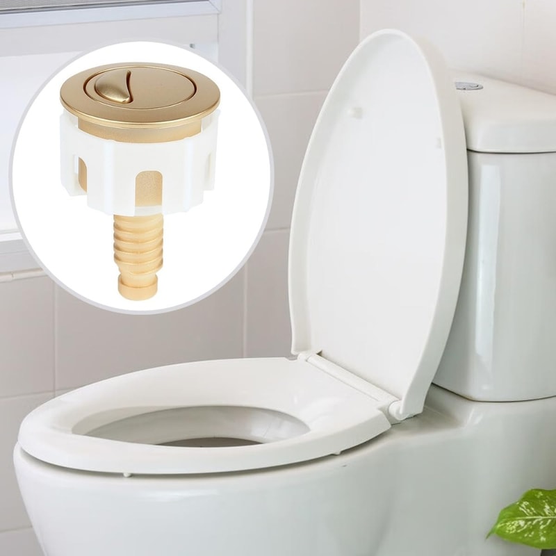 Cistern Flusher Replacement Push Button, Easy Install Golden Plated Toilet Flush Button, Bathroom Upgrade Parts
