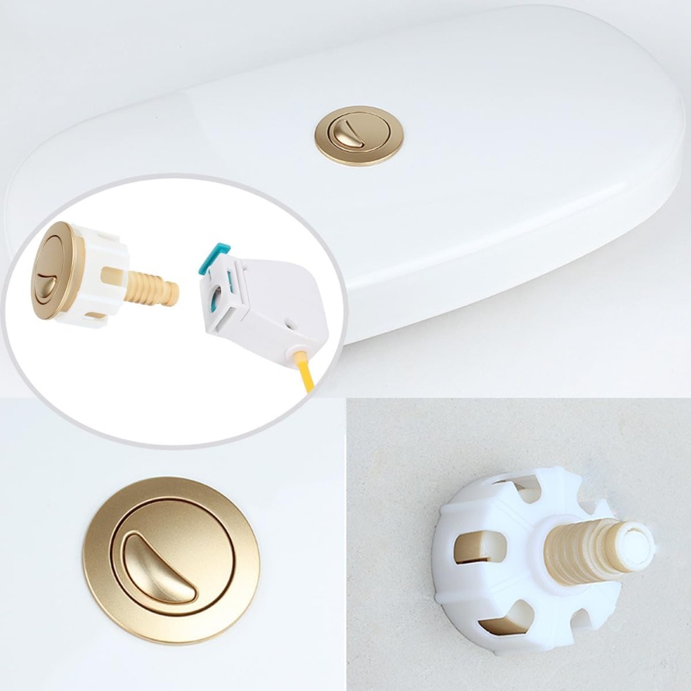 Cistern Flusher Replacement Push Button, Easy Install Golden Plated Toilet Flush Button, Bathroom Upgrade Parts