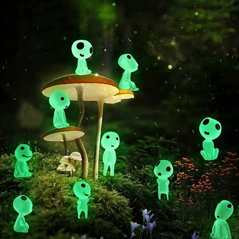 DIY Terrarium Crafts, Miniature Alien Decor for Aquarium, Luminous Resin Ghost Figures for Halloween
