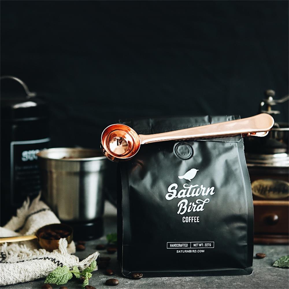 Coffee Powder Measuring Scoop, Stainless Steel with Sealing Clip, Tea Milk Powder Scoop