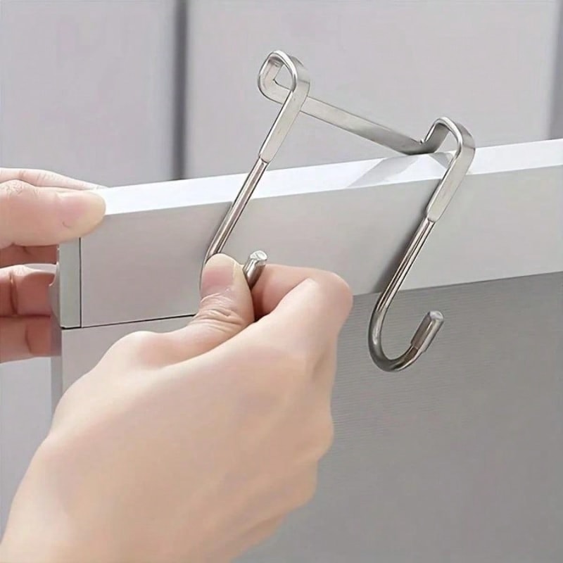 Easy to Install Silver Metal Seamless Hook for Kitchens, Bathrooms, and Wardrobes – No Drilling