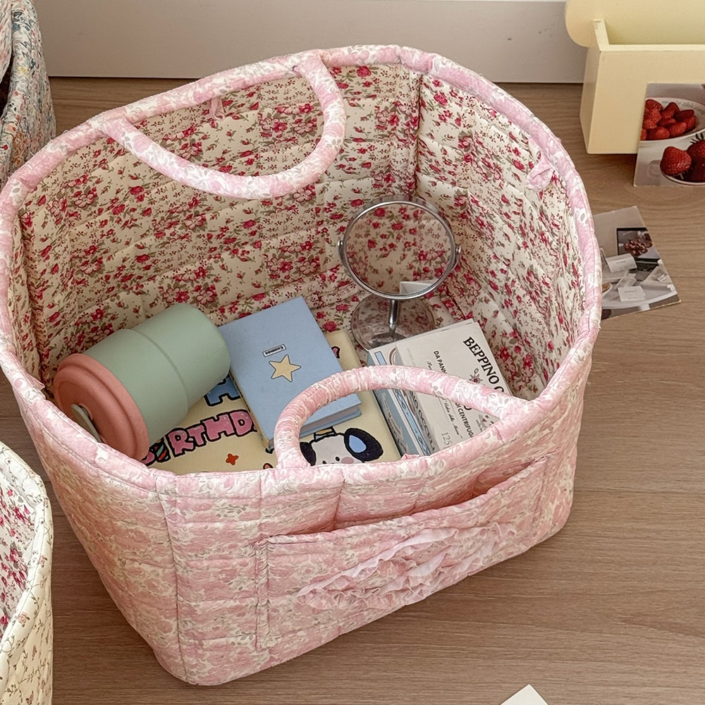 Fashionable Rural Flower Dirty Clothes Basket, Large Foldable Garbage Storage