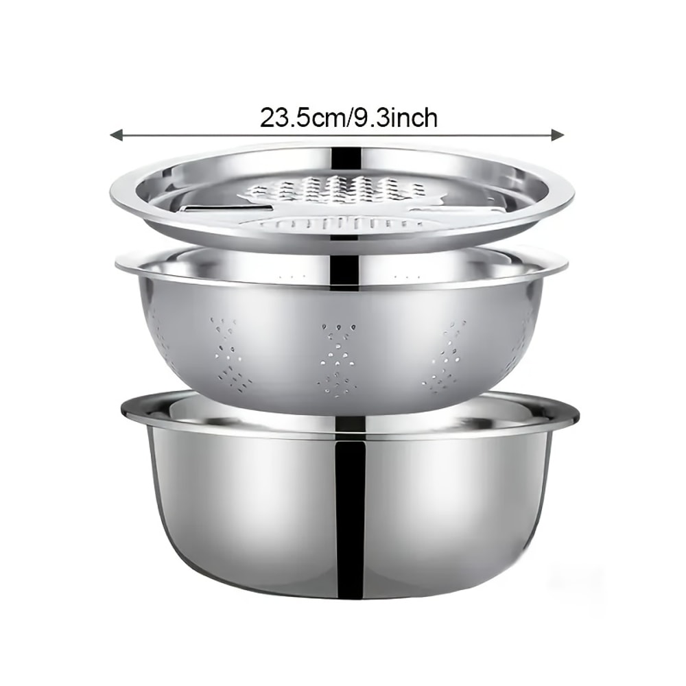 Stainless Steel Kitchen Kit with Multifunctional Mixing Bowl, Vegetable Slicer for Easy Cleaning and Slicing Fruits