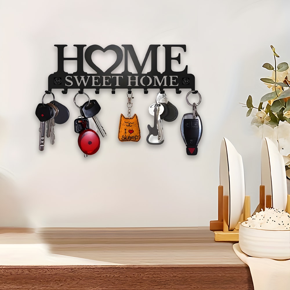 Wall Mount Key Holder, Metal Keys Rack for Key Hanger, Sweet Home Design Style