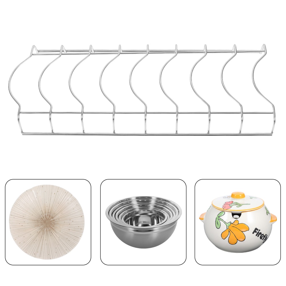Stainless Steel Dish Rack with Sections, Bowl Holder, Drain Holes, Kitchen Drying Rack